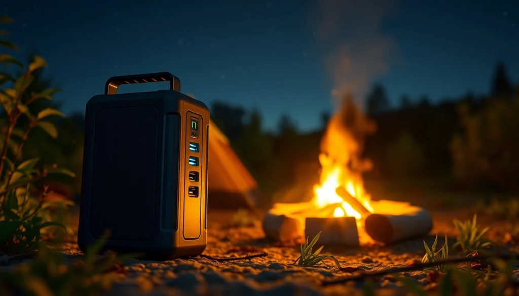 Charge devices efficiently with ecoflow river 2 portable power station in a camping setting.