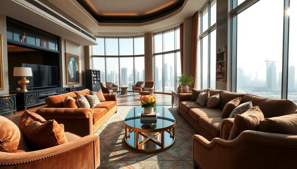 Stunning interior design dubai showcasing a luxurious living room with elegant decor.