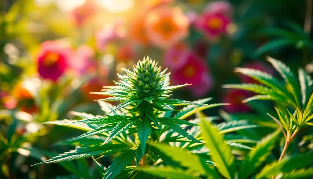 Cultiver du canabis espagne dans un jardin luxuriant à la lumière du soleil.