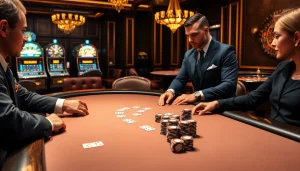 Players engaging in a thrilling poker game at DR88 nhà cái uy tín, showcasing excitement and strategy.