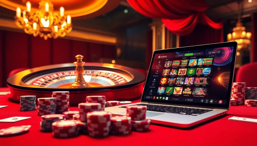 Win big at vn88 with a thrilling casino scene showing chips and cards on a table.