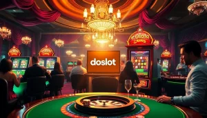 Engaging players at a luxurious doaslot machine in a vibrant casino atmosphere.