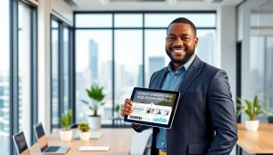 Dennis Wimberly Jr. in a modern Atlanta office showcasing web design success.