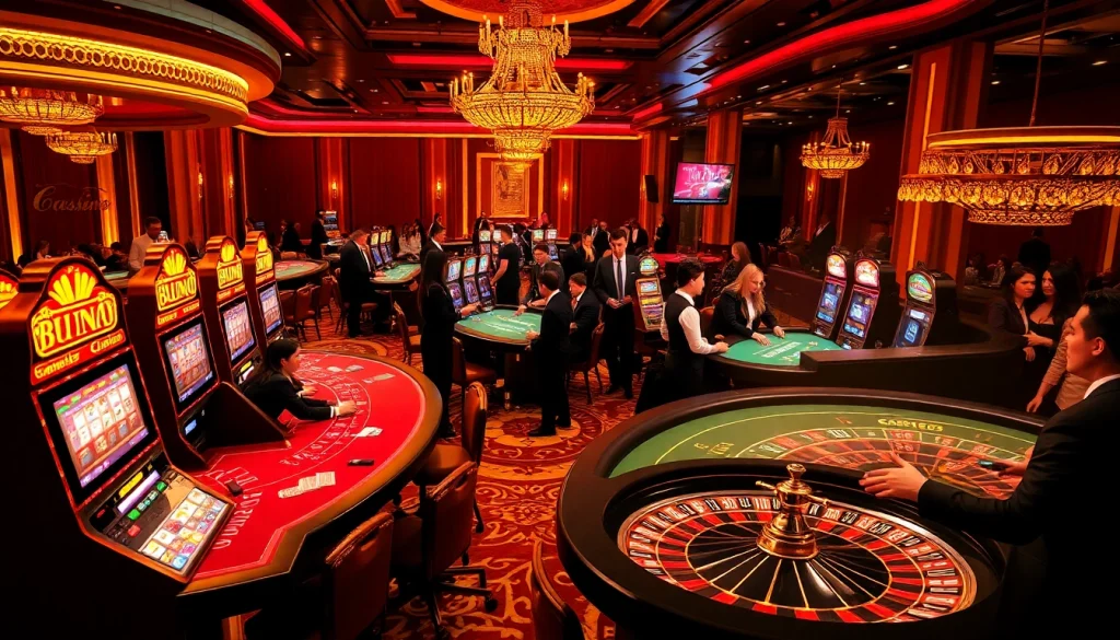 Players enjoying the thrilling MMOO casino experience with colorful chips and games.