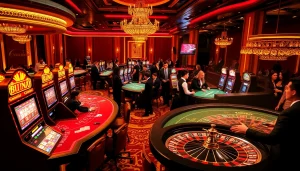 Players enjoying the thrilling MMOO casino experience with colorful chips and games.