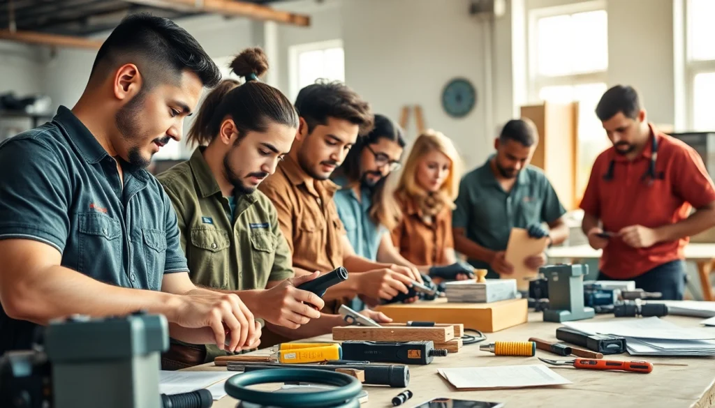 Students practicing skills at trade schools in Hawaii with a focus on hands-on education and collaboration.