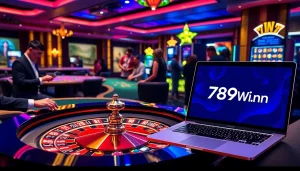 Experience the excitement of 789win com with a vibrant casino scene showcasing roulette and slots.