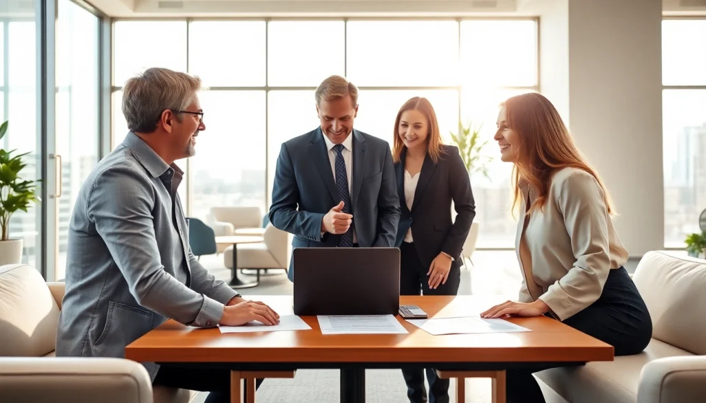 Engage with professional real estate advice in a modern office setting, showcasing collaboration.