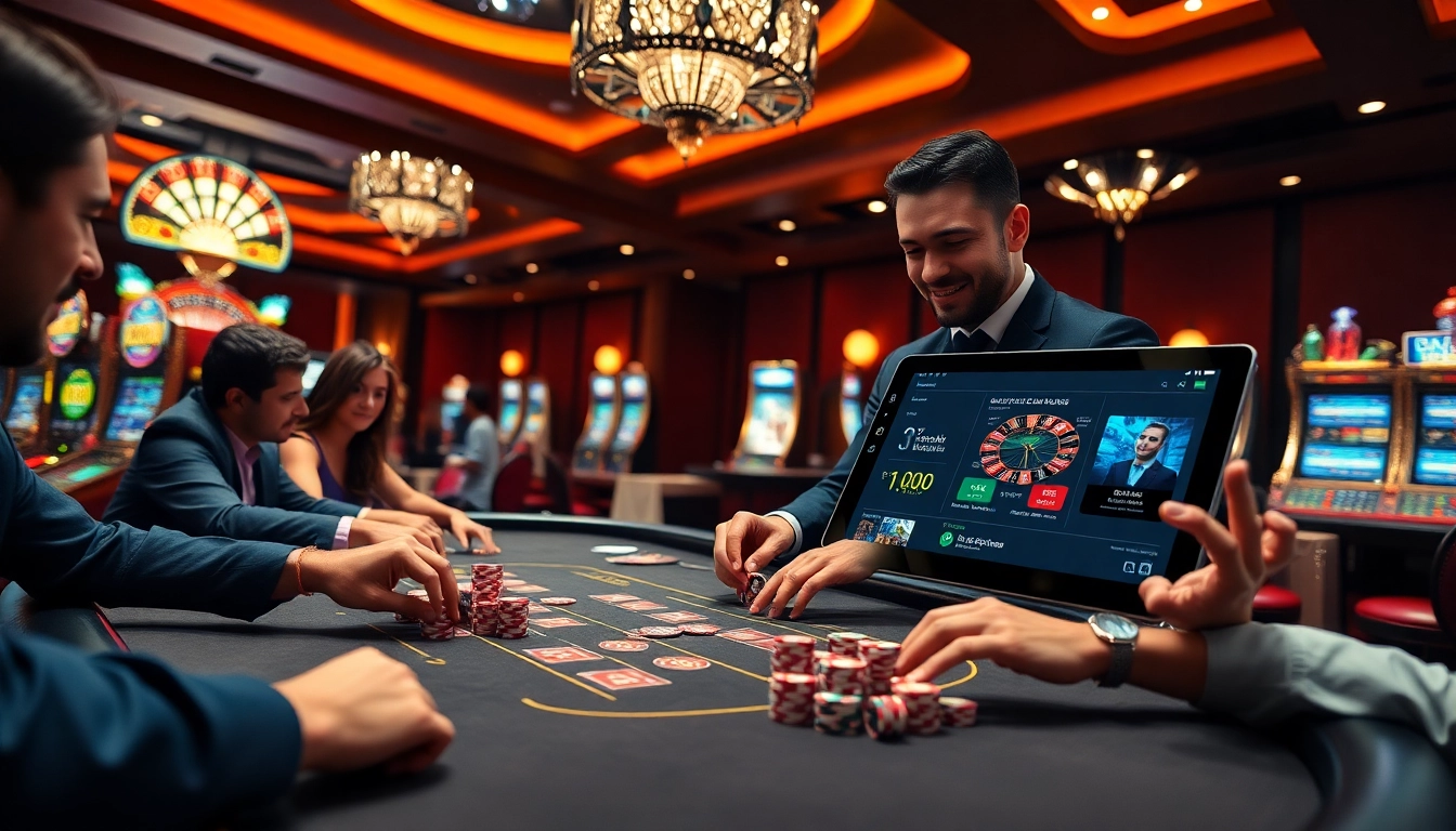 Experience the excitement of gambling at https://918kiss.net/ with players at the casino table.