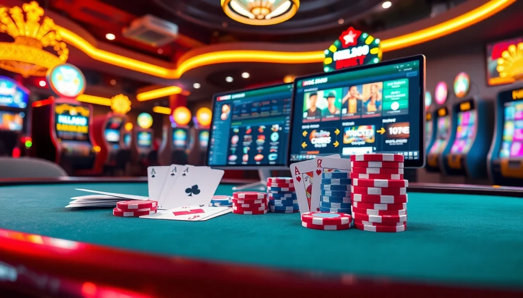 Khela88 bet on a vibrant casino table with poker chips and playing cards, showcasing online betting excitement.