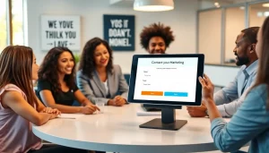 Contact Envision Brand Marketing through the modern consultation setup and form on display.