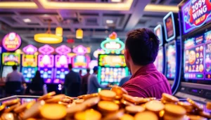 Menggambarkan pengalaman menarik bermain petanitoto dengan mesin slot online yang berwarna-warni.