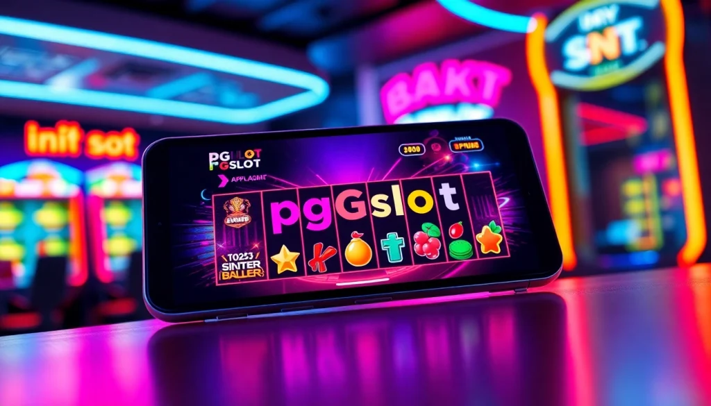 เข้าสู่ระบบ pgslot เข้าสู่ระบบ บนสมาร์ทโฟนกับภาพพื้นหลังที่มีแสงนีออน