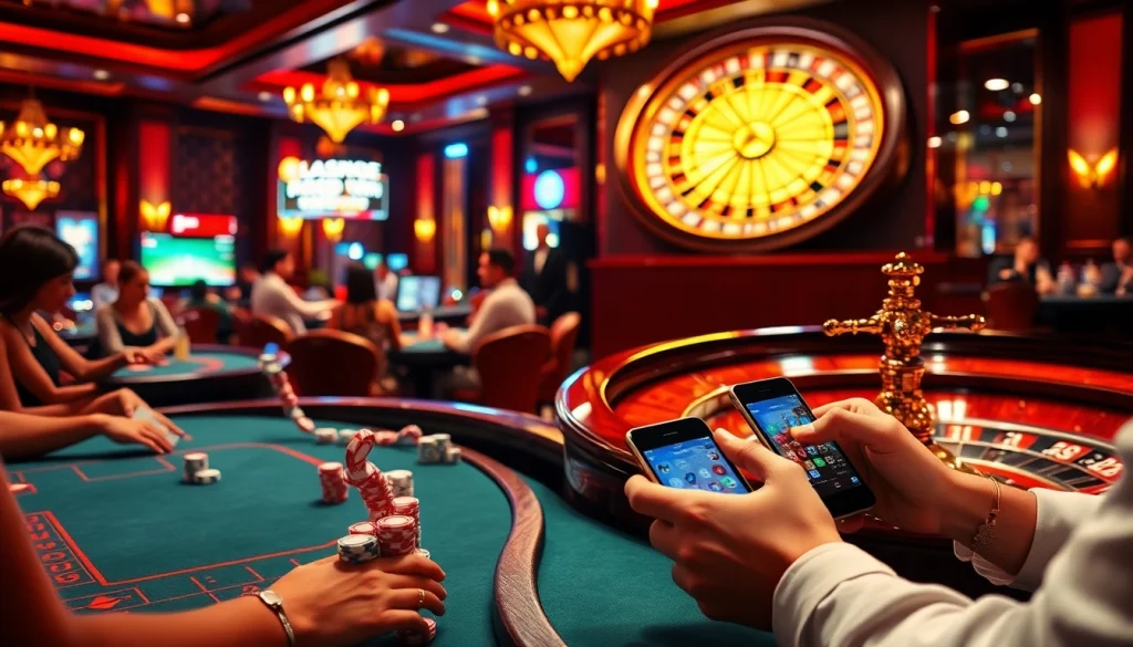 Experience the excitement of betting and gaming at god345.co with vibrant casino tables and roulette wheels.