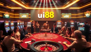 Experience the thrill of uu88 at a vibrant casino table with poker chips and excitement.