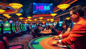 Experience the thrill of HB88 with exciting slot machines and blackjack tables in a luxurious casino setting.