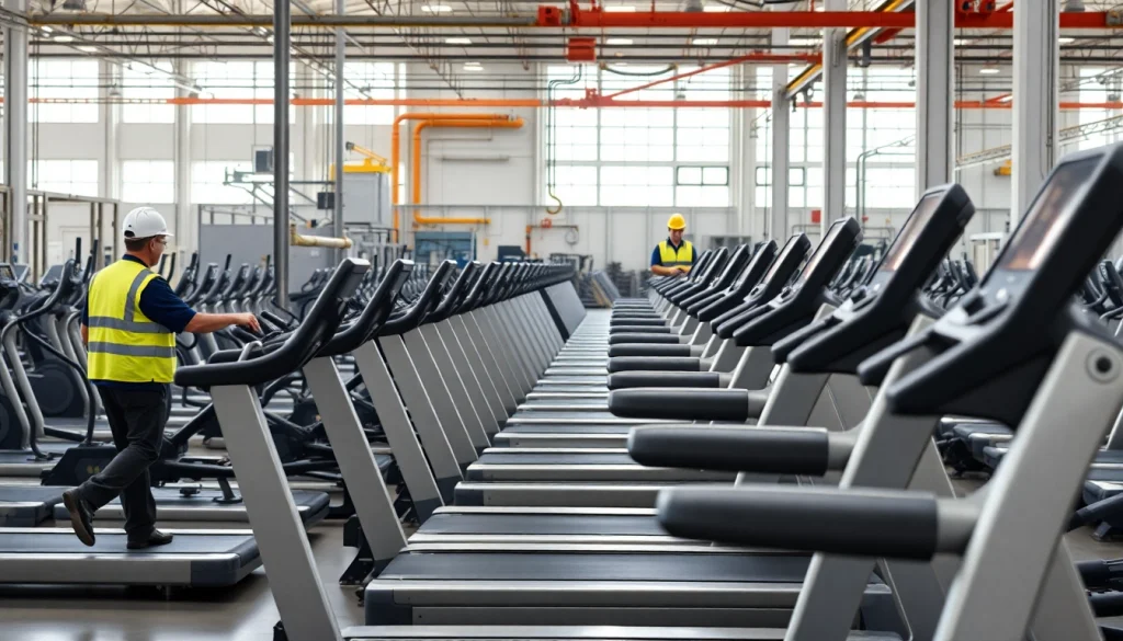 Fitness equipment manufacturer showcasing advanced air pressure technology in a modern facility.