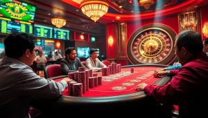Experience excitement with 7m poker chips at a luxurious casino table.