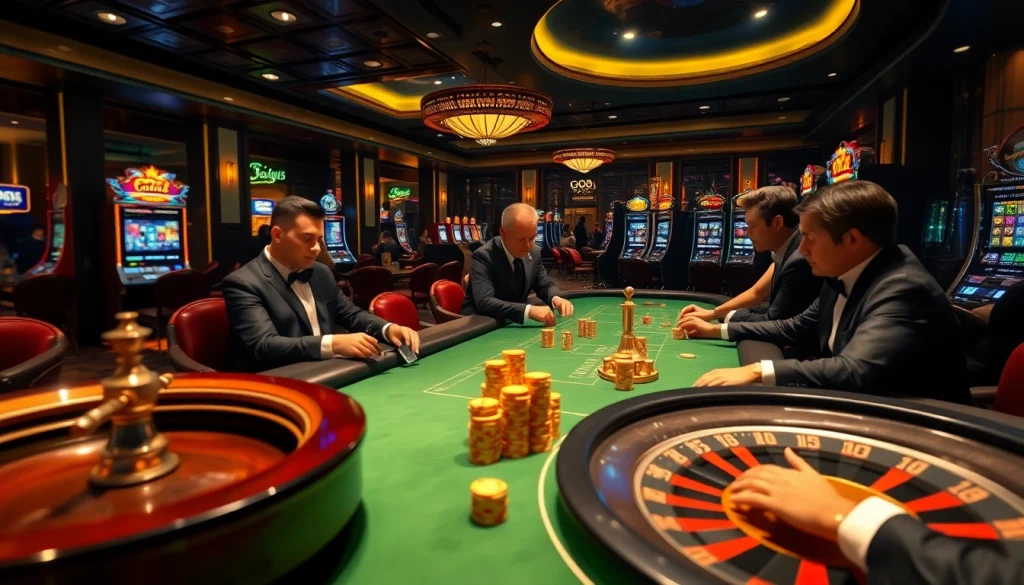 Experience the excitement of Go8 gameplay at a luxurious casino with poker and roulette.