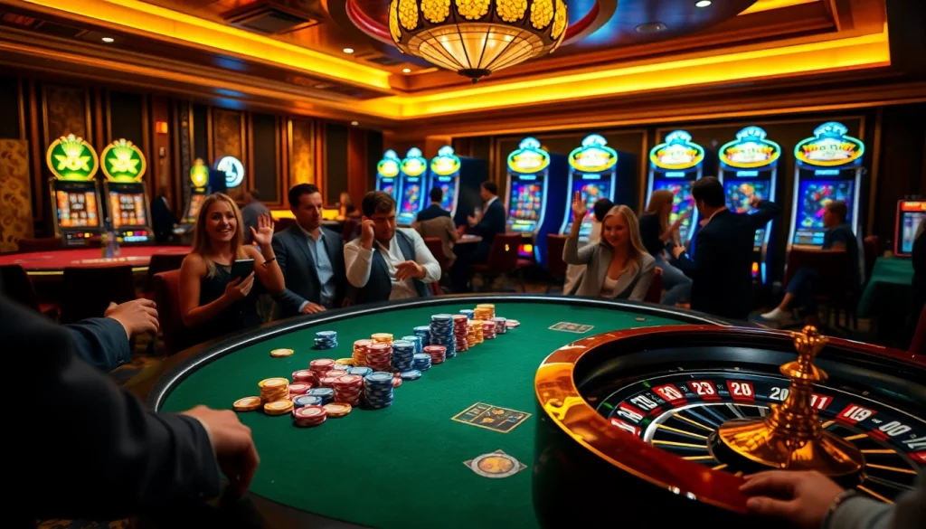 Players enjoying an intense game at the XX88 poker table in an upscale casino.