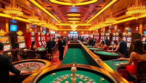 Experience the excitement of Casino QH88 with vibrant gaming tables and energetic players.