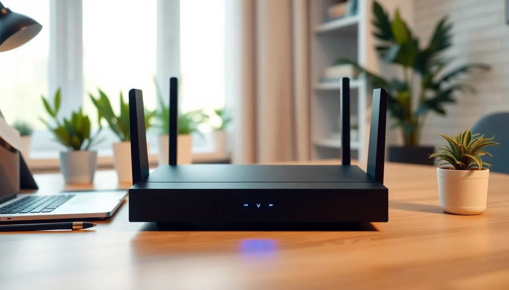 Secure VPN router UK setup on a modern desk creating a safe browsing environment.