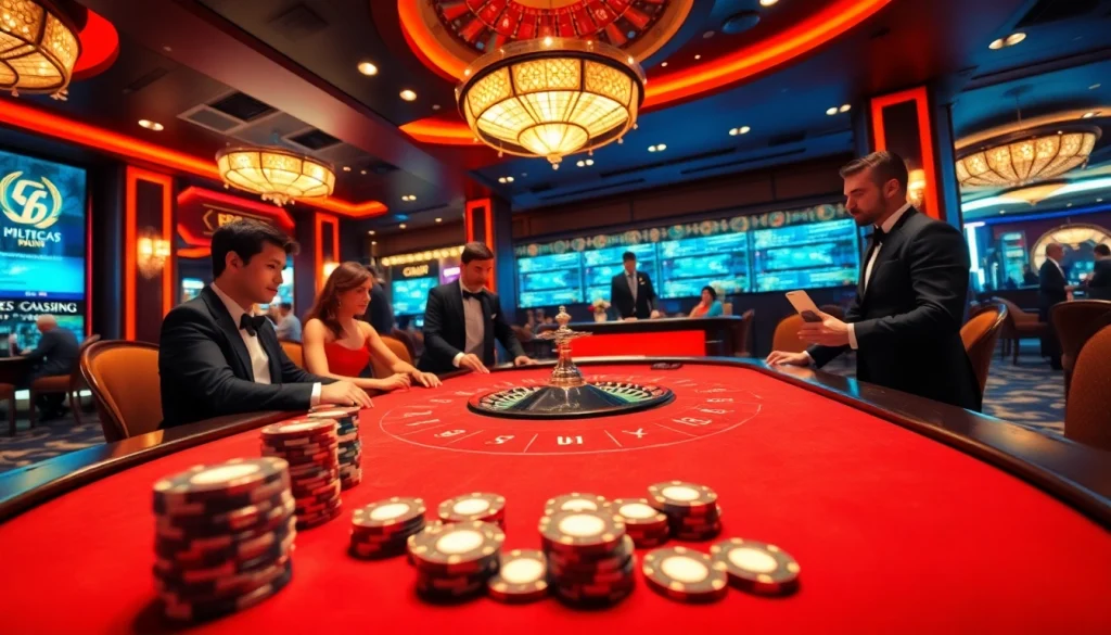 Players enjoying a thrilling moment at nhà cái sv66 poker table with vibrant atmosphere and strategic gameplay.