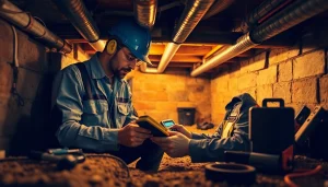 Inspecting crawl space conditions at http://newleafcrawlspace.com for moisture issues.