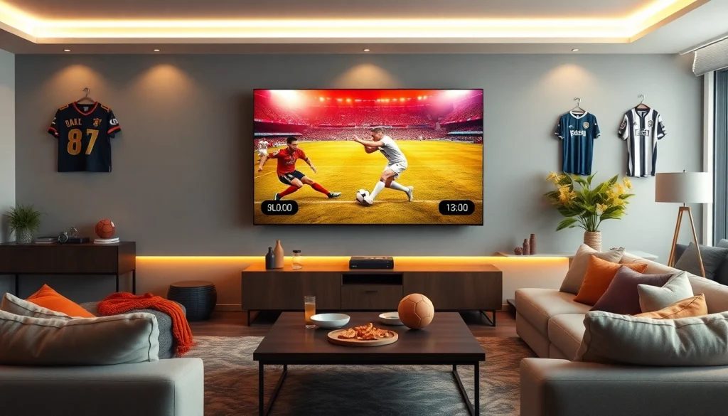 Watch Diema Sport online free in a lively living room with a large TV showcasing exciting sports matches.