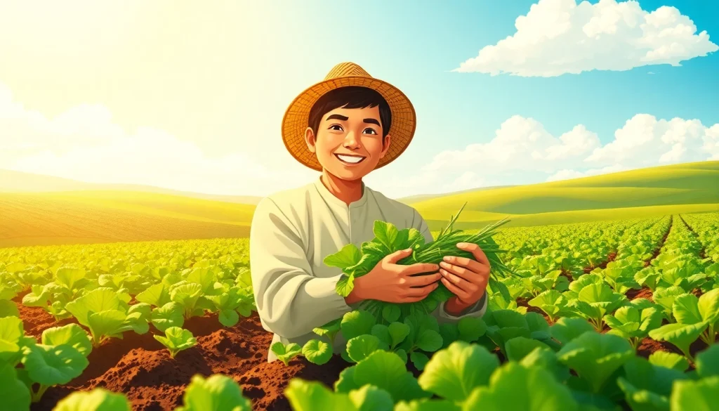 Petani toto bersemangat memanen hasil pertanian di ladang yang subur.