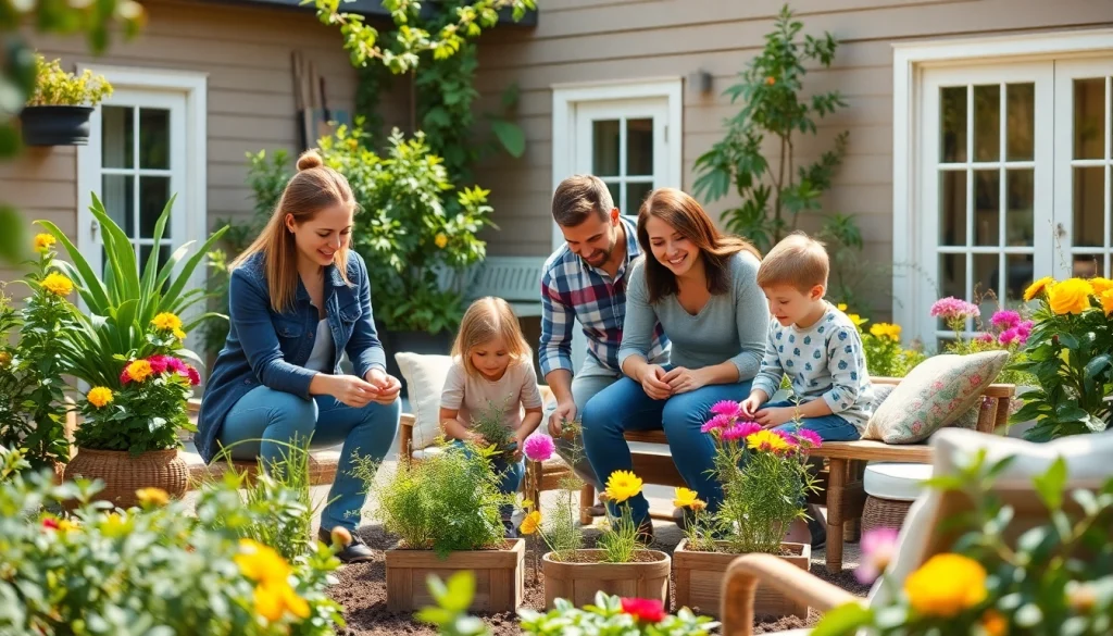 Families engaging in eco-friendly activities at https://sicherlebensraum.de with vibrant greenery.