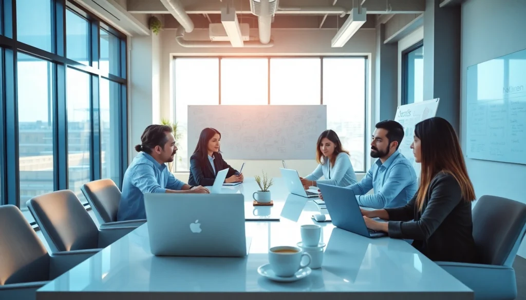 Capture the essence of collaboration at http://nuvelios.org with web developers strategizing in a modern workspace.