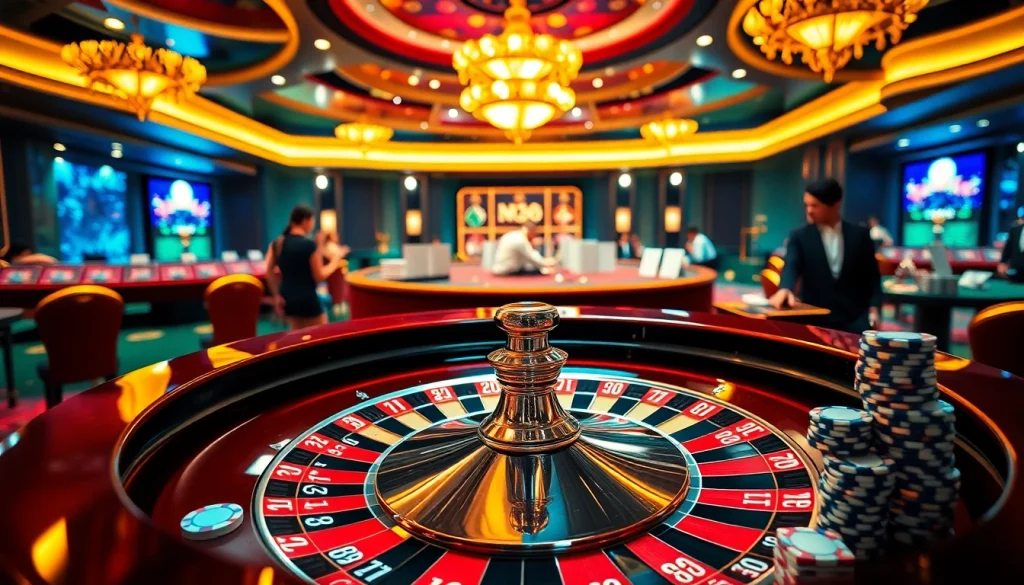 Experience high-stakes gambling with NK 88 at a luxury casino table with poker chips and cards.