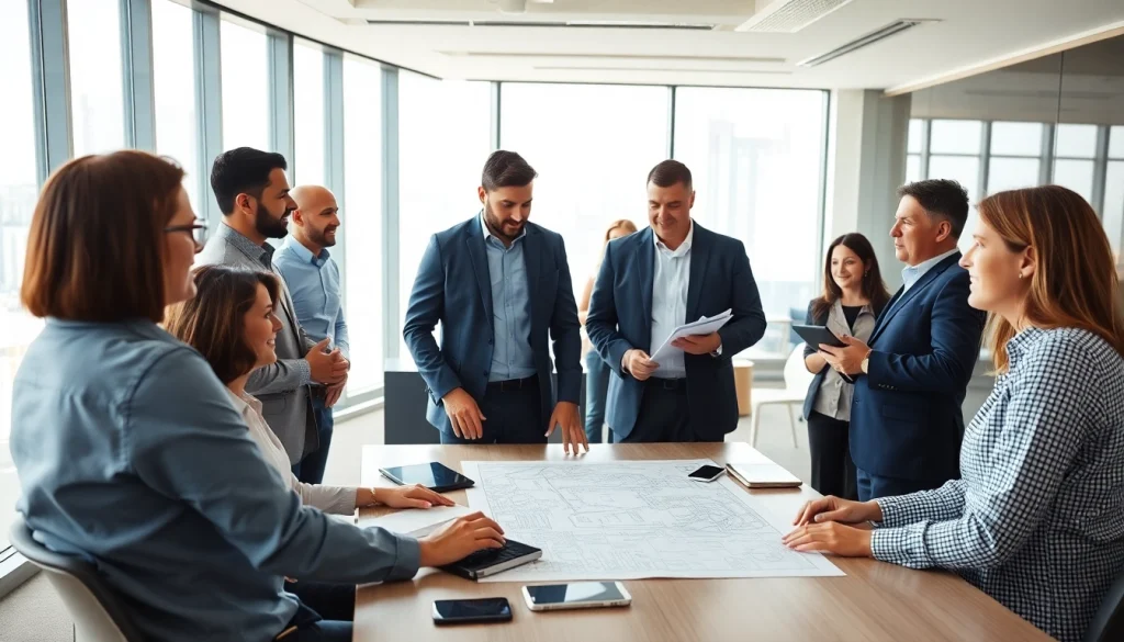 Members actively collaborating during a construction association wyoming meeting in a modern setting.