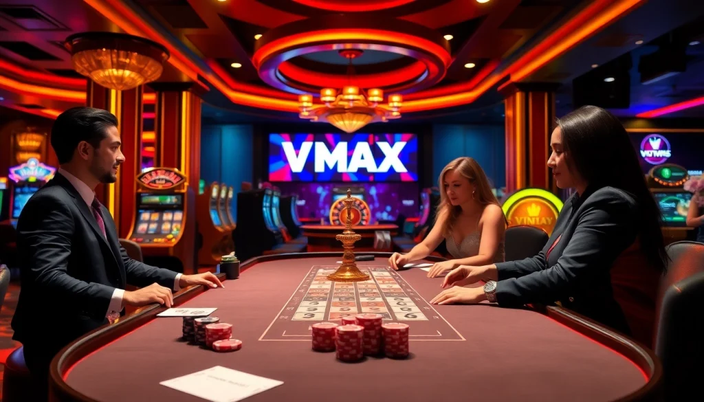 Players enjoying a thrilling experience with the vmax game at a luxury casino table.