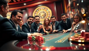 Players enjoying an exciting poker game at 79king casino, showcasing vibrant chips and atmosphere.