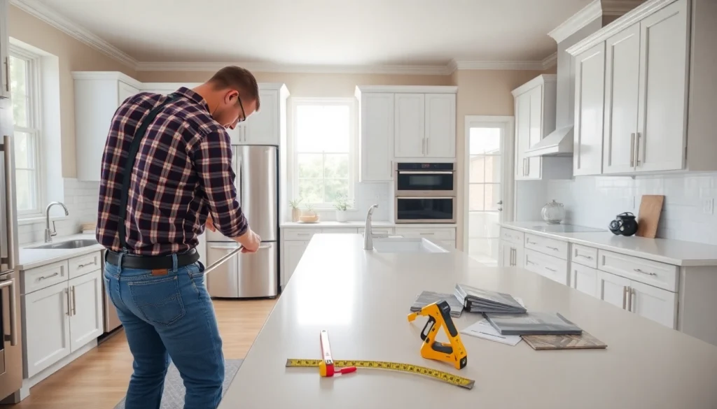 Home renovation of a modern kitchen with professional installation of cabinetry and appliances