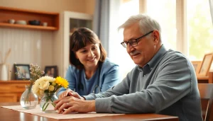 Providing compassionate in home care austin tx with a caregiver assisting a senior in a cozy kitchen.