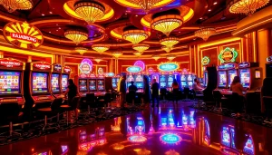 Players enjoying thrilling slot machines at RAJABARONG casino, immersed in winning excitement.