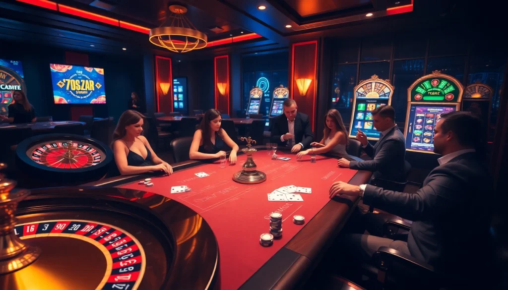 Engaging players enjoy the Vmax game experience at a luxurious casino table.