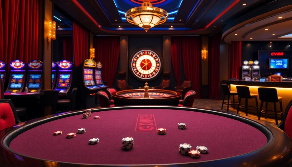 Experience the thrill of gambling at EV88's luxurious casino tables and vibrant slot machines.