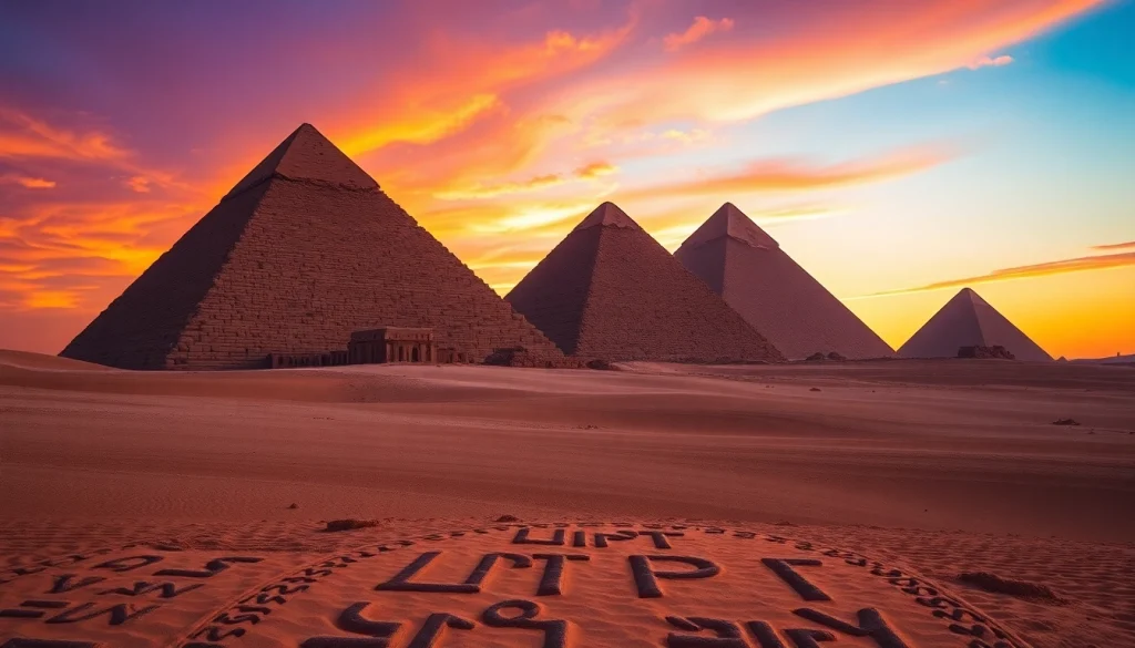 Unveil the grandeur of the pyramids at https://piraminds.com/ through a stunning sunset view.
