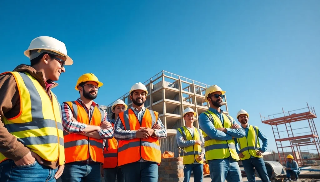 Construction association North Carolina promoting teamwork among workers on a building site