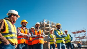 Construction association North Carolina promoting teamwork among workers on a building site