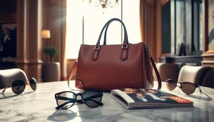 레플리카 가방을 고급스러운 환경에서 조명 받은 이미지입니다.