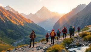 Trekkers on the Manaslu Circuit Trek, showcasing stunning mountain scenery and cultural elements.