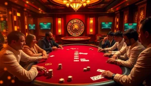 Players strategically wagering at a poker table, inspired by the official hidden wiki.