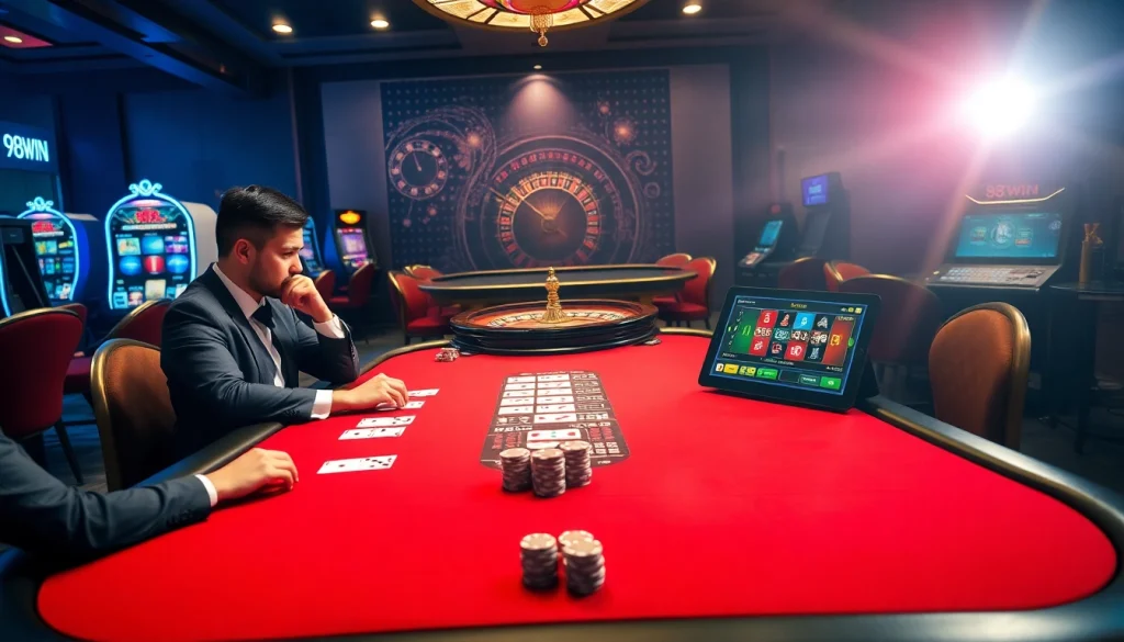 Experience the thrill of play at 98win. com with engaging poker and Blackjack action.
