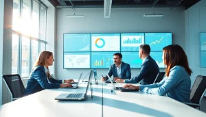 Leverage competitive intelligence for sales through teamwork in a modern office setting.