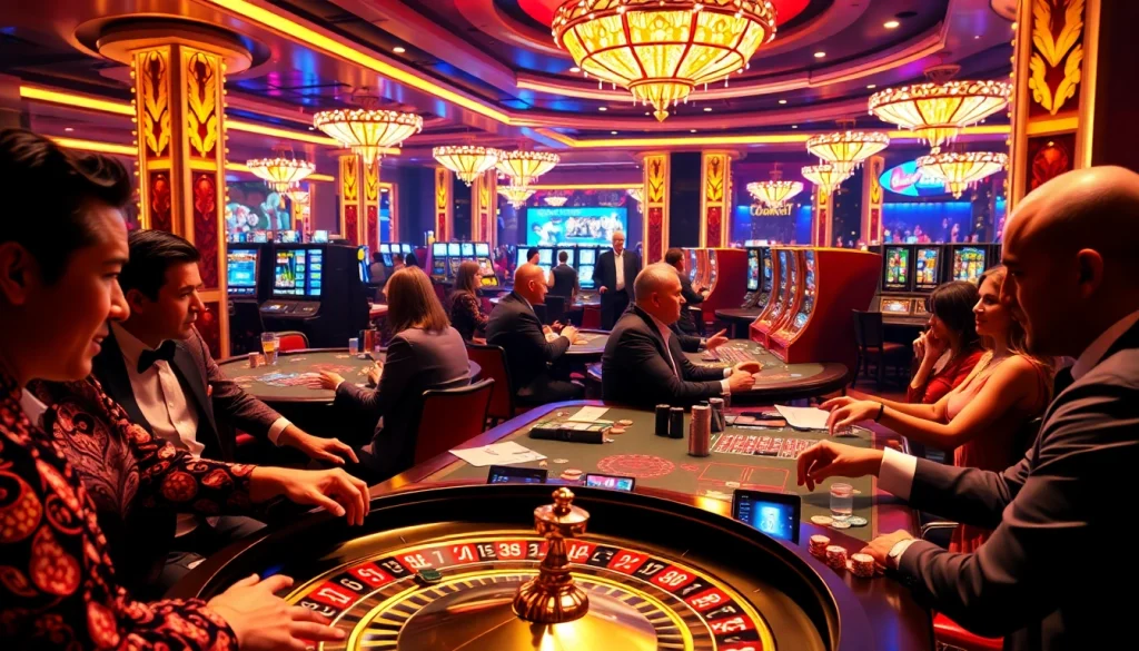 Experience the thrill of onicplay at a vibrant casino, with poker chips and roulette tables.